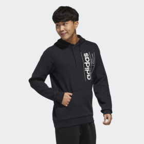 เสื้อฮู้ดแขนยาวผู้ชาย ADIDAS BRILLIANT BASICS HOODED SWEATSHIRT - Black/White (FM6016)