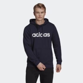 เสื้อฮู้ดแขนยาวผู้ชาย ADIDAS ESSENTIALS FRENCH TERRY LINEAR LOGO - Legend Ink/White (GK9066)