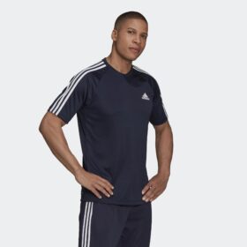 เสื้อยืดผู้ชาย ADIDAS AEROREADY SERENO 3-STRIPES - Legend Ink (H28899)