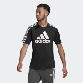 เสื้อยืดผู้ชาย ADIDAS AEROREADY SERENO LOGO - Black/White (H28926)